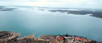 Amista Reservoir aerial panoramic photo